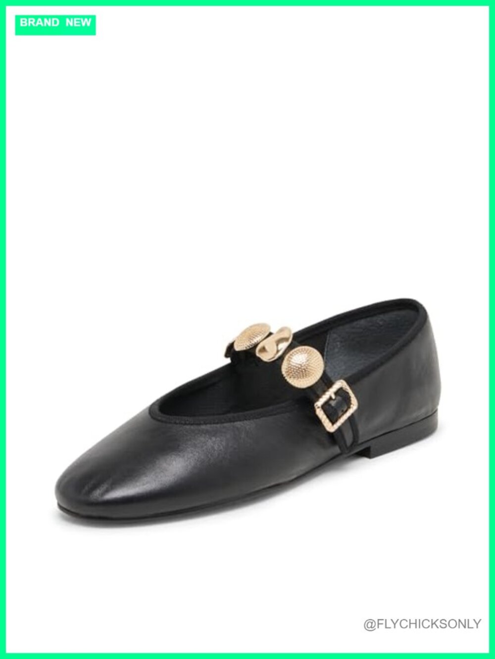 Women's Relan Round Toe Buckle Strap Flat Leather Flats Casual Walking Shoe